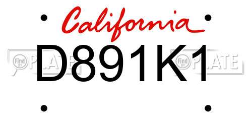 D891K1 California License Plate