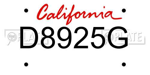 D8925G California License Plate