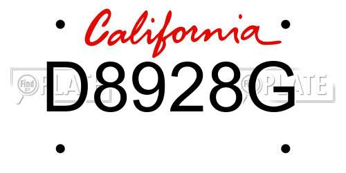 D8928G California License Plate