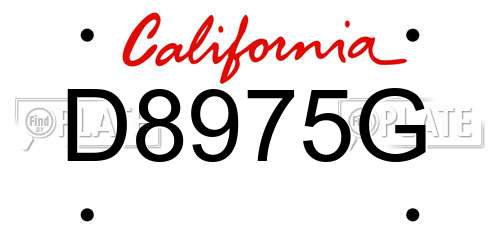 D8975G California License Plate