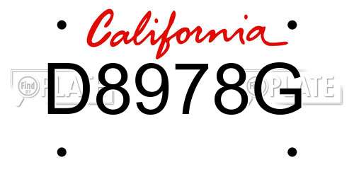 D8978G California License Plate