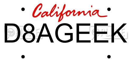 D8AGEEK California License Plate