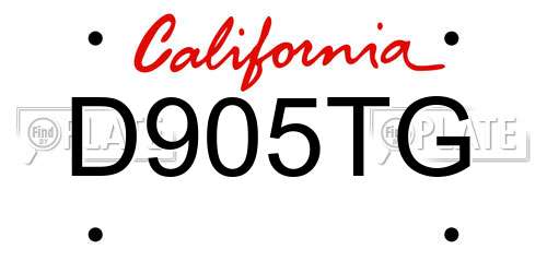 D905TG California License Plate