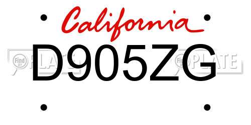 D905ZG California License Plate