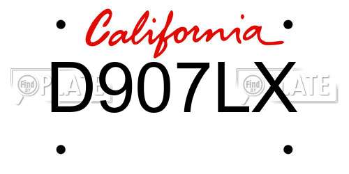 D907LX California License Plate