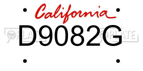D9082G California License Plate