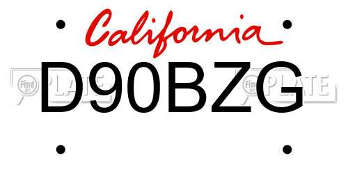 D90BZG California License Plate