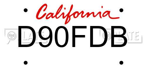 D90FDB California License Plate