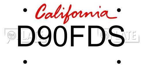 D90FDS California License Plate