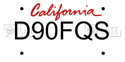 D90FQS California License Plate