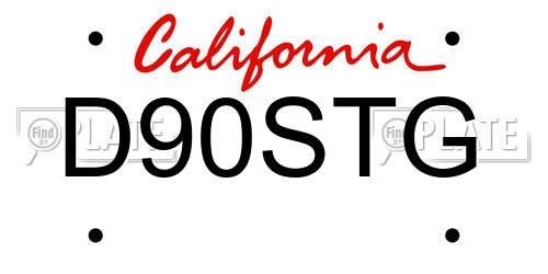 D90STG California License Plate