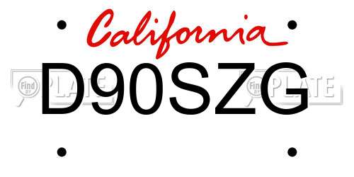 D90SZG California License Plate
