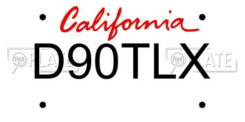 D90TLX California License Plate
