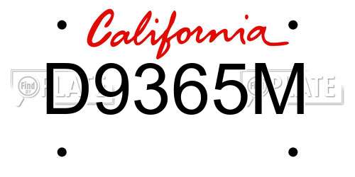 D9365M California License Plate