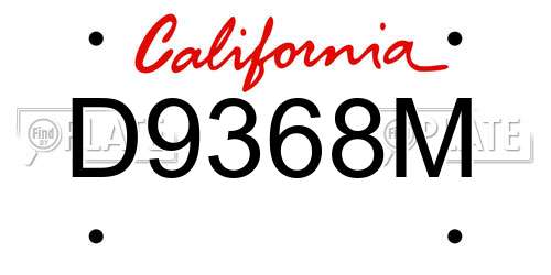 D9368M California License Plate