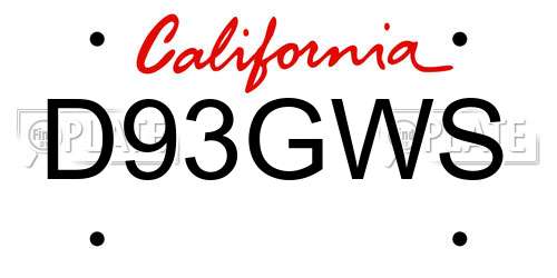D93GWS California License Plate
