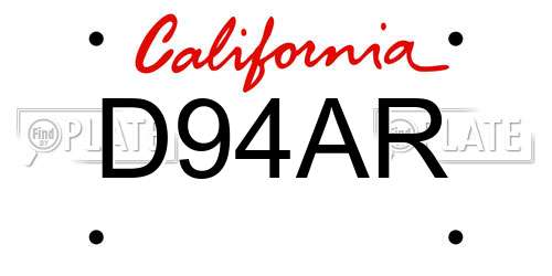 D94AR California License Plate