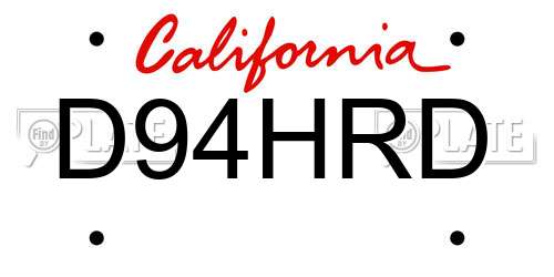 D94HRD California License Plate