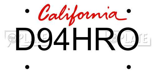 D94HRO California License Plate