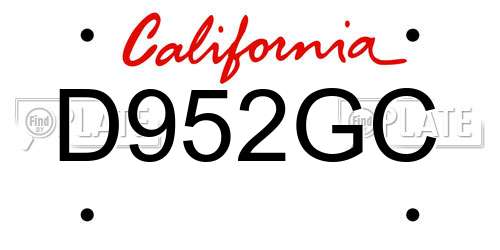 D952GC California License Plate
