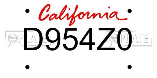 D954Z0 California License Plate