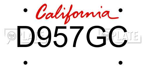 D957GC California License Plate