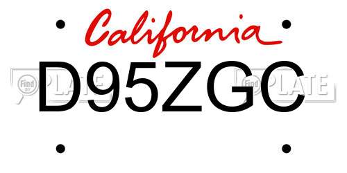 D95ZGC California License Plate
