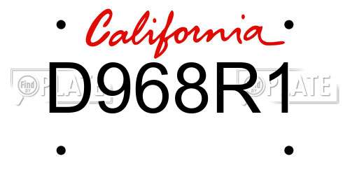 D968R1 California License Plate