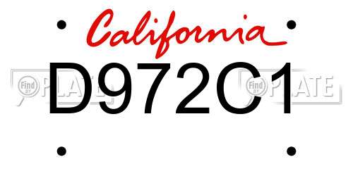 D972C1 California License Plate