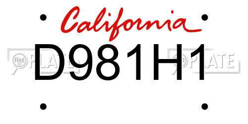 D981H1 California License Plate