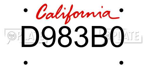 D983B0 California License Plate