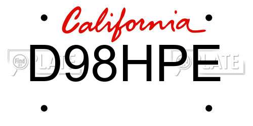 D98HPE California License Plate