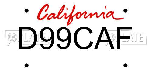 D99CAF California License Plate
