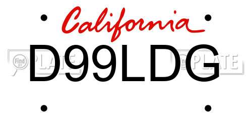 D99LDG California License Plate