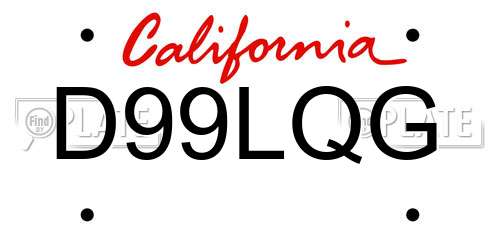 D99LQG California License Plate