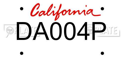 DA004P California License Plate