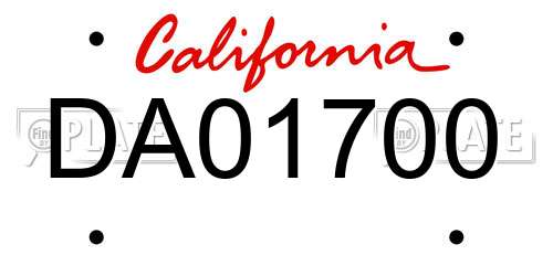 DA01700 California License Plate