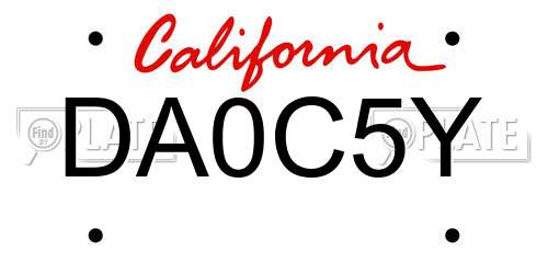 DA0C5Y California License Plate