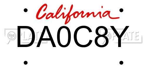 DA0C8Y California License Plate