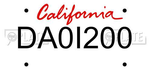 DA0I200 California License Plate