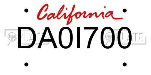 DA0I700 California License Plate