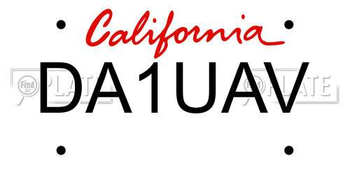 DA1UAV California License Plate