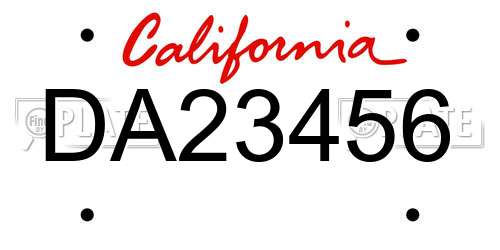 DA23456 California License Plate