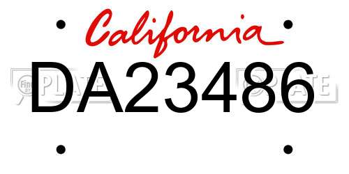 DA23486 California License Plate