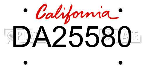 DA25580 California License Plate
