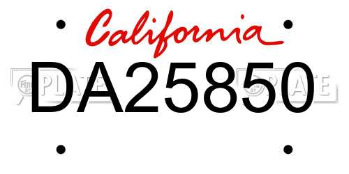 DA25850 California License Plate