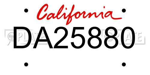 DA25880 California License Plate