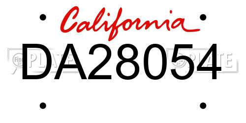 DA28054 California License Plate