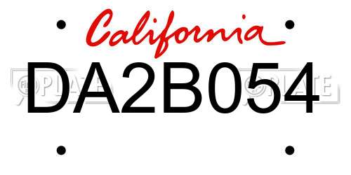 DA2B054 California License Plate