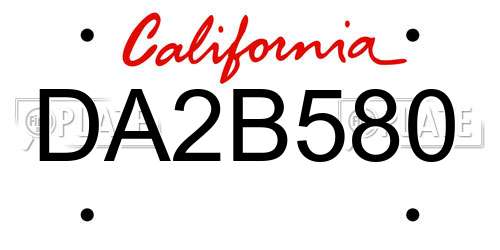 DA2B580 California License Plate